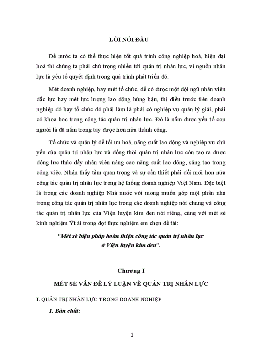 image for page Một số biện pháp hoàn thiện công tác quản trị nhân lực ở Viện luyện kim đen 1