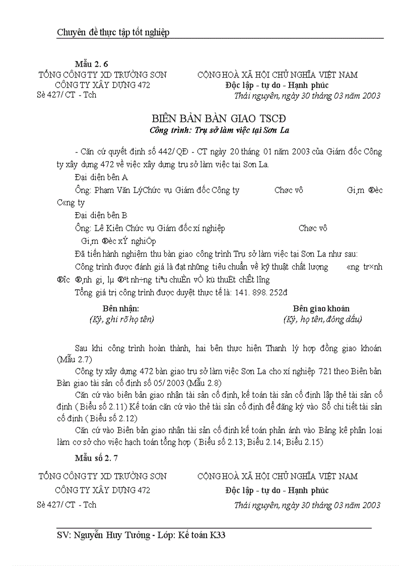 image for page Hoàn thiện hạch toán TSCĐ với việc nâng cao hiệu quả sử dụng TSCĐ tại Công ty Xây dựng 472 Tổng công ty xây dựng Trường Sơn 1