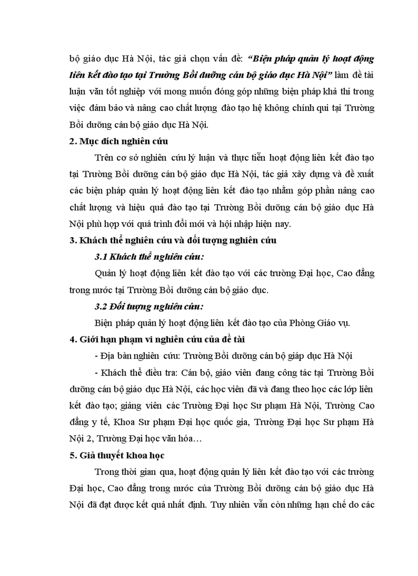 image for page Thực trạng biện pháp quản lý hoạt động liên kết đào tạo tại Trường Bồi dưỡng cán bộ giáo dục Hà Nội