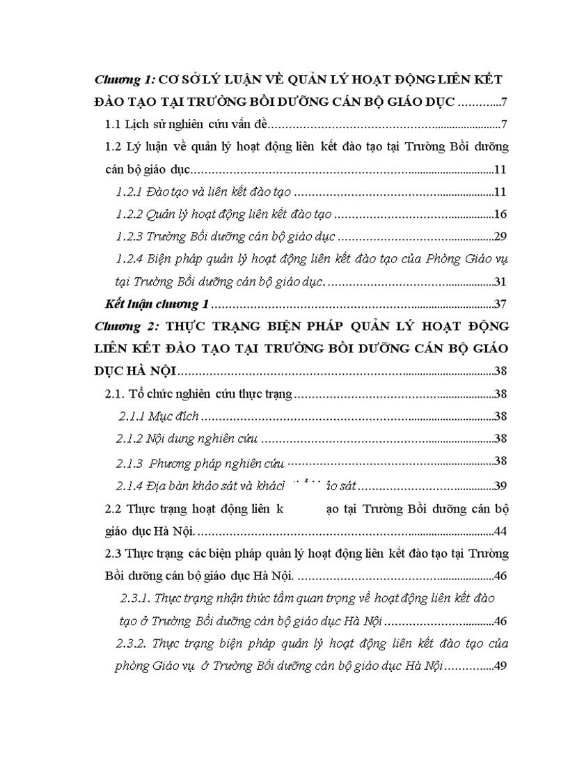 image for page Thực trạng biện pháp quản lý hoạt động liên kết đào tạo tại Trường Bồi dưỡng cán bộ giáo dục Hà Nội