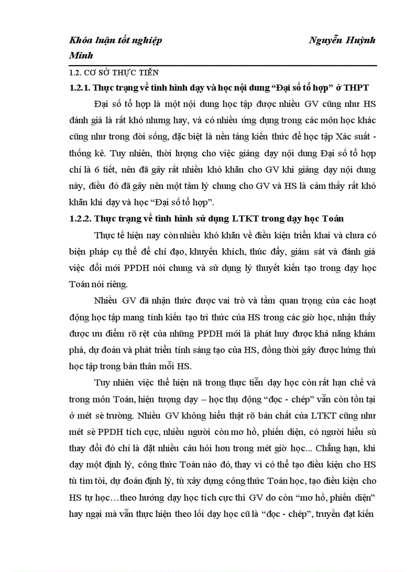 image for page Bước đầu vận dụng lý thuyết kiến tạo vào dạy học giải toán Đại số tổ hợp ở Trung học phổ thông