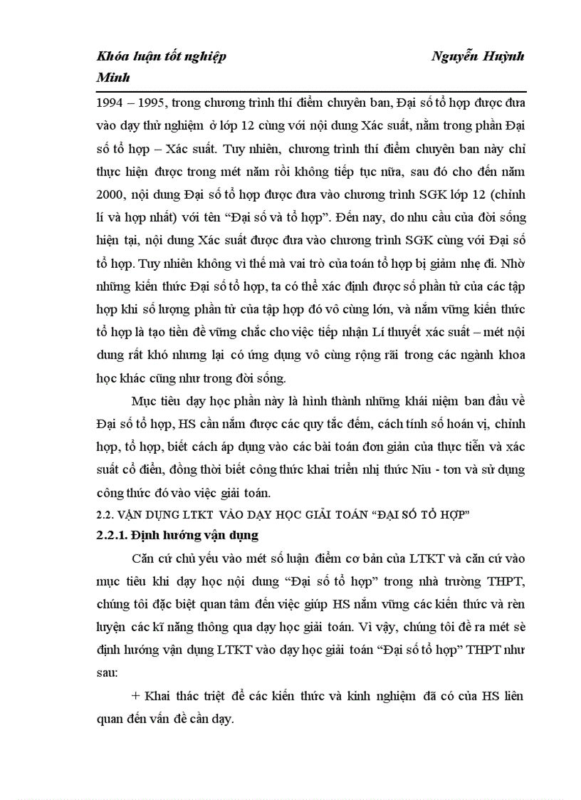 image for page Bước đầu vận dụng lý thuyết kiến tạo vào dạy học giải toán Đại số tổ hợp ở Trung học phổ thông