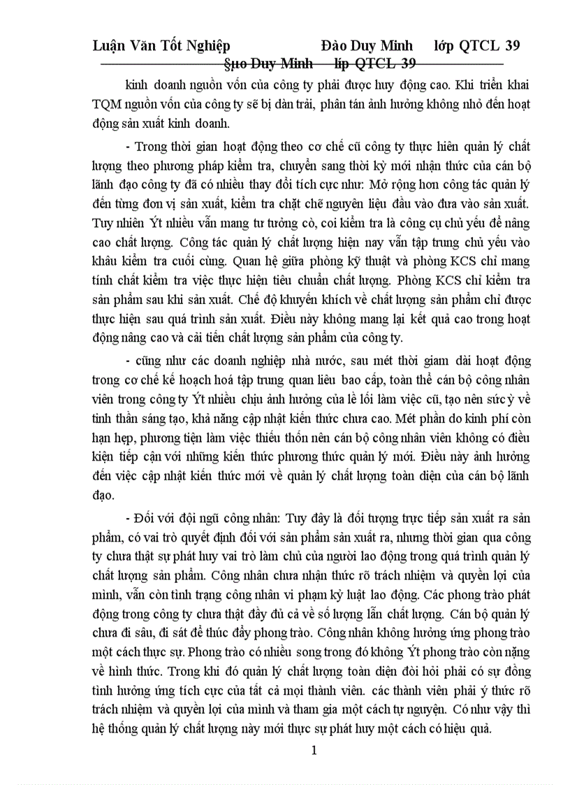 image for page Một số giải pháp cơ bản nhằm từng bước triển khai áp dụng TQM ở công ty Dệt 19 5 Hà Nội 1