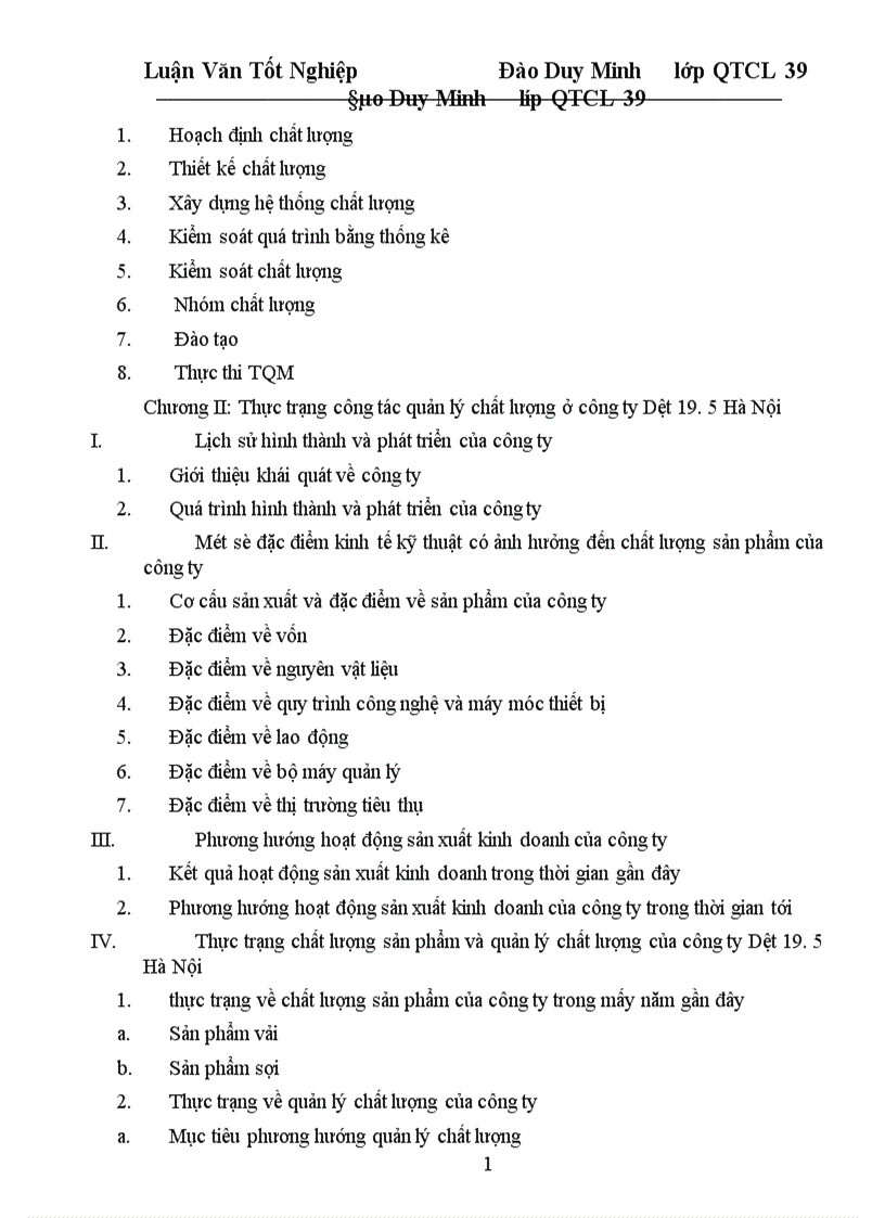 image for page Một số giải pháp cơ bản nhằm từng bước triển khai áp dụng TQM ở công ty Dệt 19 5 Hà Nội 1