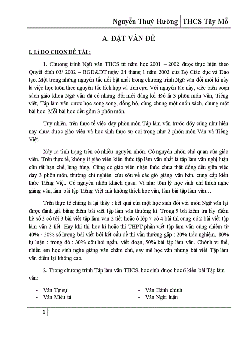 image for page Một số kinh nghiệm dạy và hệ thống bài tập phần Tập làm văn Nghị luận lớp 7