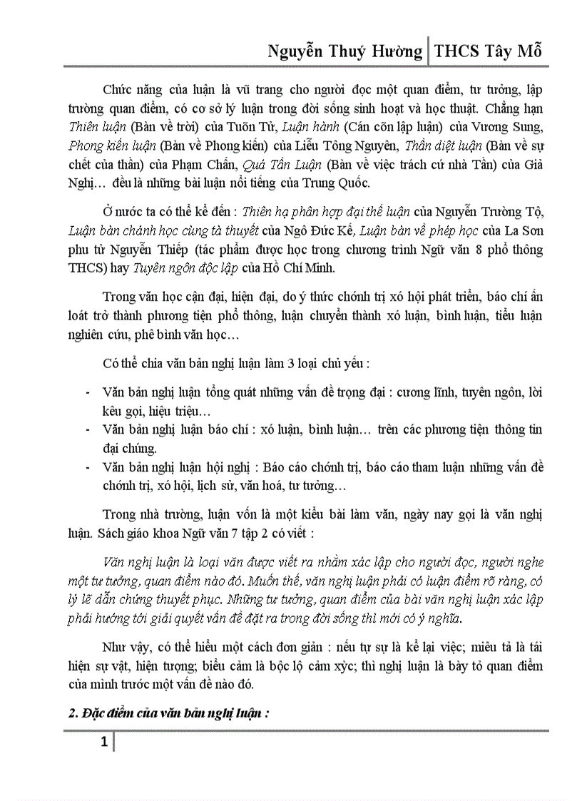 image for page Một số kinh nghiệm dạy và hệ thống bài tập phần Tập làm văn Nghị luận lớp 7