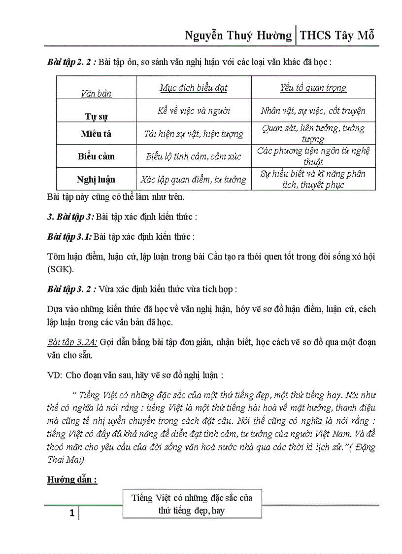 image for page Một số kinh nghiệm dạy và hệ thống bài tập phần Tập làm văn Nghị luận lớp 7