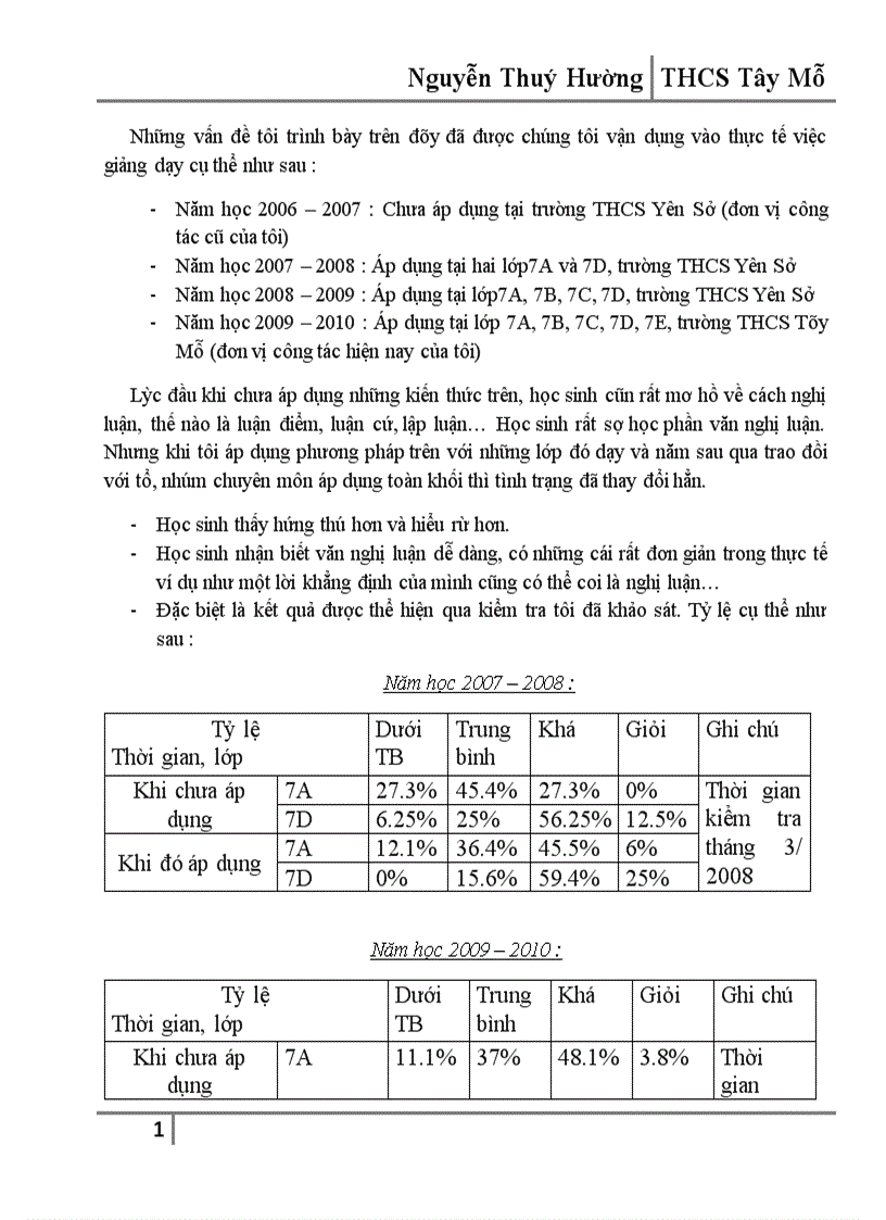 image for page Một số kinh nghiệm dạy và hệ thống bài tập phần Tập làm văn Nghị luận lớp 7