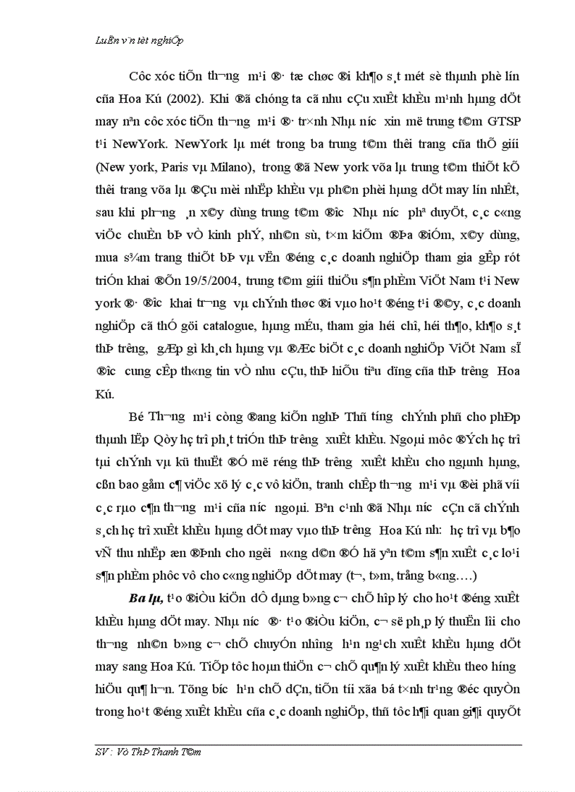 image for page Thúc đẩy xuất khẩu hàng dệt may vào thị trường Hoa Kỳ khi Việt Nam chưa gia nhập W T O và còn áp dụng hạn ngạch quota 1