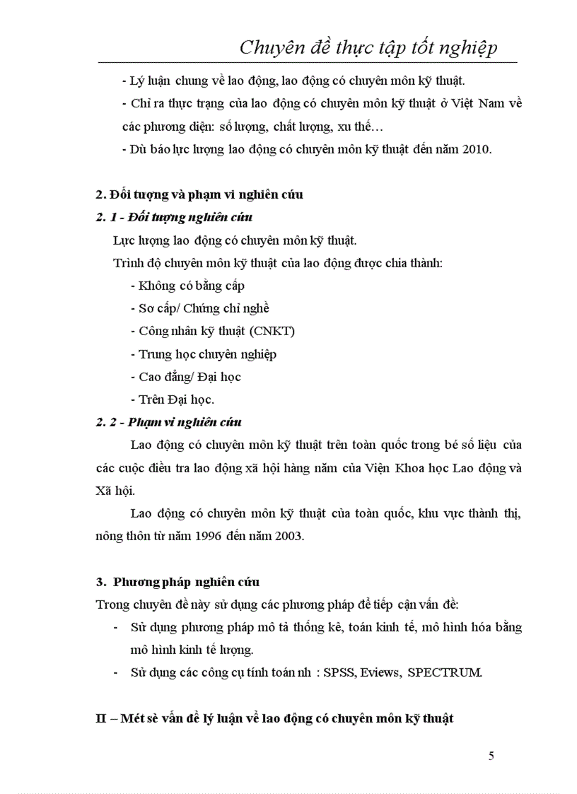 image for page Dự báo lực lượng lao động có chuyên môn kỹ thuật của nước ta năm 2010