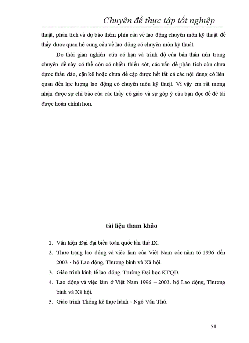 image for page Dự báo lực lượng lao động có chuyên môn kỹ thuật của nước ta năm 2010