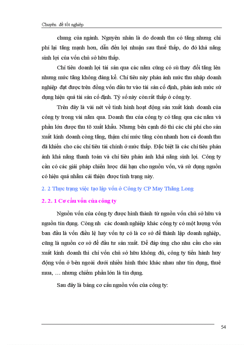 image for page Giải pháp chủ yếu tạo lập vốn cho hoạt động sản xuất kinh doanh ở Công ty cổ phần May Thăng Long
