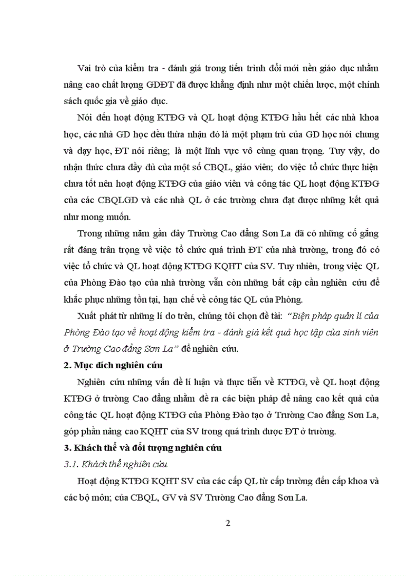 image for page Biện pháp quản lí của Phòng Đào tạo về hoạt động kiểm tra đánh giá kết quả học tập của sinh viên ở Trường Cao đẳng Sơn La