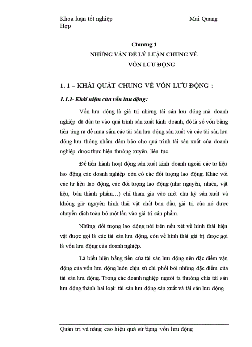 image for page Quản trị và nâng cao hiệu quả sử dụng vốn lưu động tại Công ty Vật tư kỹ thuật Xi măng 1