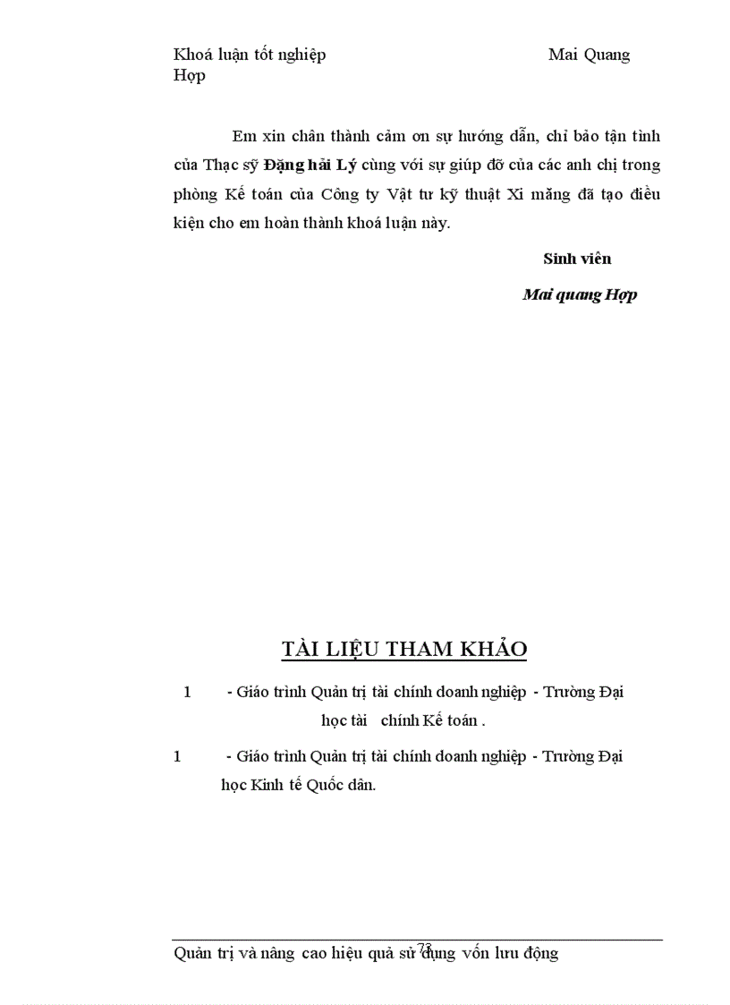 image for page Quản trị và nâng cao hiệu quả sử dụng vốn lưu động tại Công ty Vật tư kỹ thuật Xi măng 1