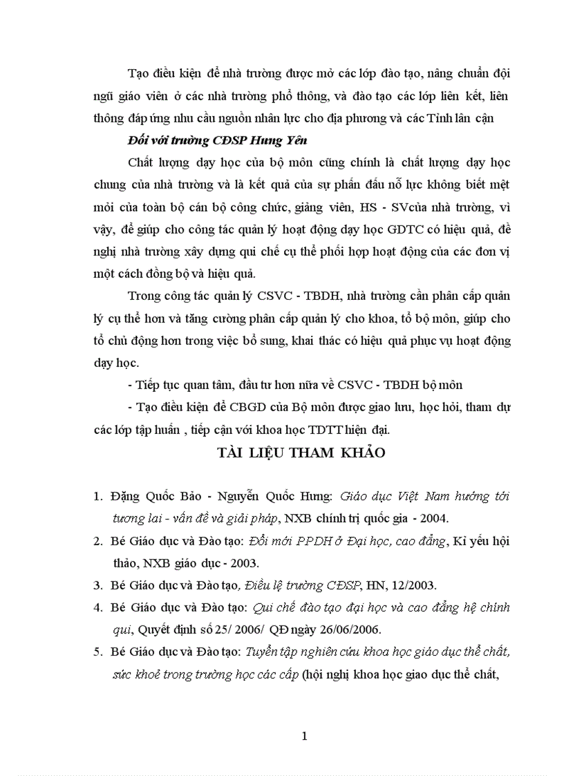 image for page Các biện pháp quản lý của Trưởng bộ môn đối với hoạt động dạy học Giáo dục thể chất ở Trường cao đẳng sư phạm Hưng Yên 1