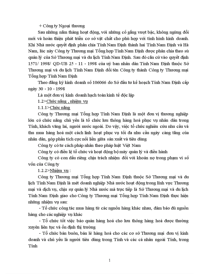 image for page Đẩy mạnh tiêu thụ hàng hoá tại Công ty thương mại tổng hợp tỉnh Nam Định 1