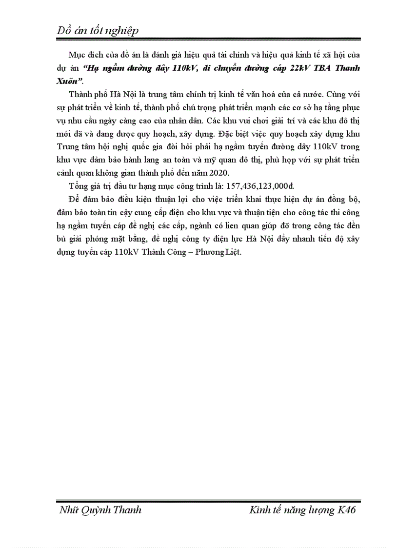 image for page Hạ ngầm tuyến đường dây 110kV di chuyển đường cáp 22kV trạm biến áp 110kV Thanh Xuân