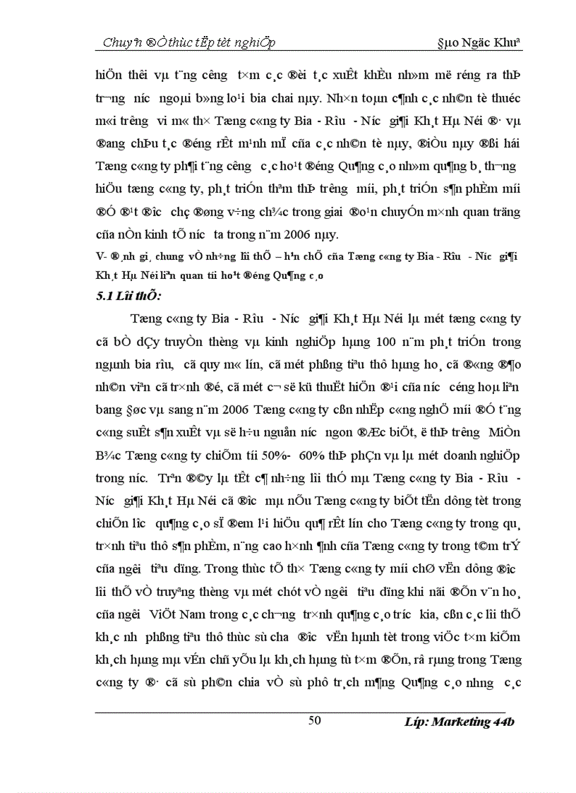 image for page Hoàn thiện chiến lược quảng cáo của Tổng công ty Bia Rượu Nước giải Khát Hà Nội 1