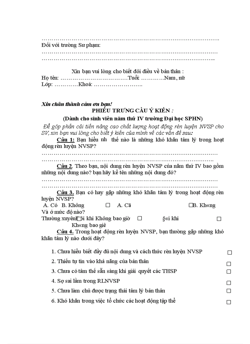 image for page Một số khó khăn tâm lý trong hoạt động rèn luyện nghiệp vụ Sư phạm của sinh viên trường ĐHSPHN 2