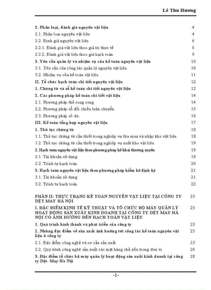 image for page Tổ chức công tác kế toán nguyên vật liệu tại công ty Dệt May Hà Nội