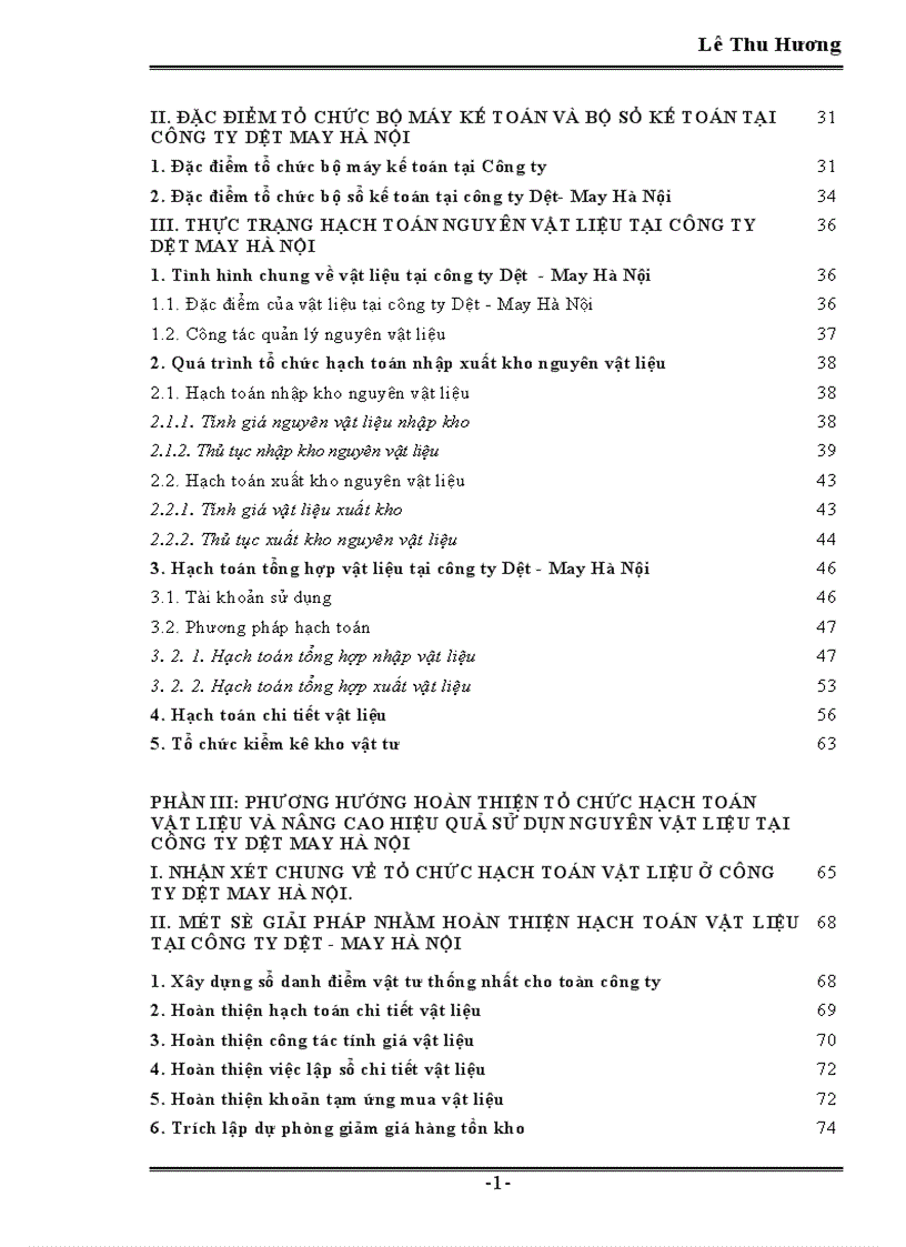 image for page Tổ chức công tác kế toán nguyên vật liệu tại công ty Dệt May Hà Nội
