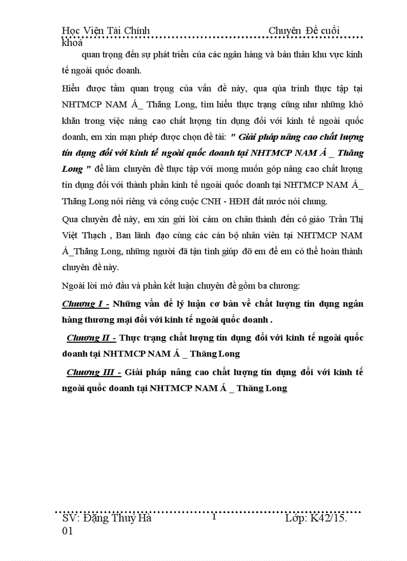 image for page Giải pháp nâng cao chất lượng tín dụng đối với kinh tế ngoài quốc doanh tại NHTMCP NAM á Thăng Long