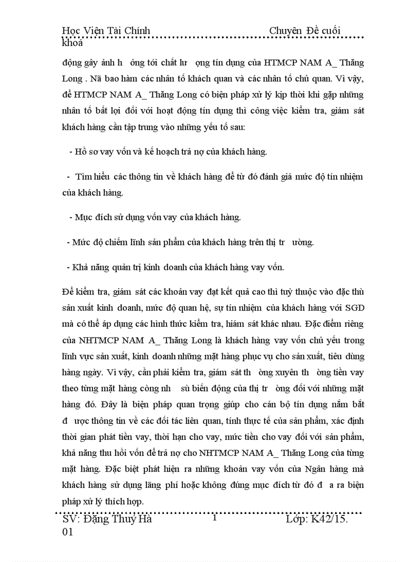 image for page Giải pháp nâng cao chất lượng tín dụng đối với kinh tế ngoài quốc doanh tại NHTMCP NAM á Thăng Long