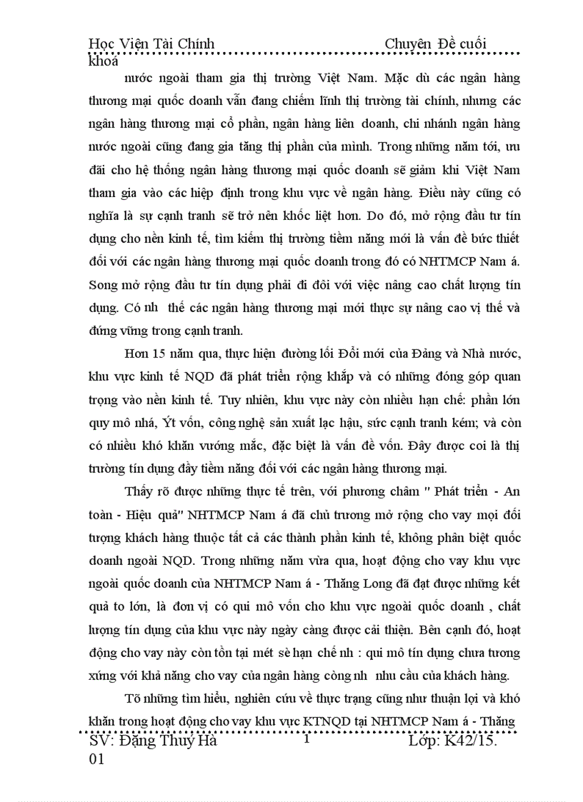 image for page Giải pháp nâng cao chất lượng tín dụng đối với kinh tế ngoài quốc doanh tại NHTMCP NAM á Thăng Long