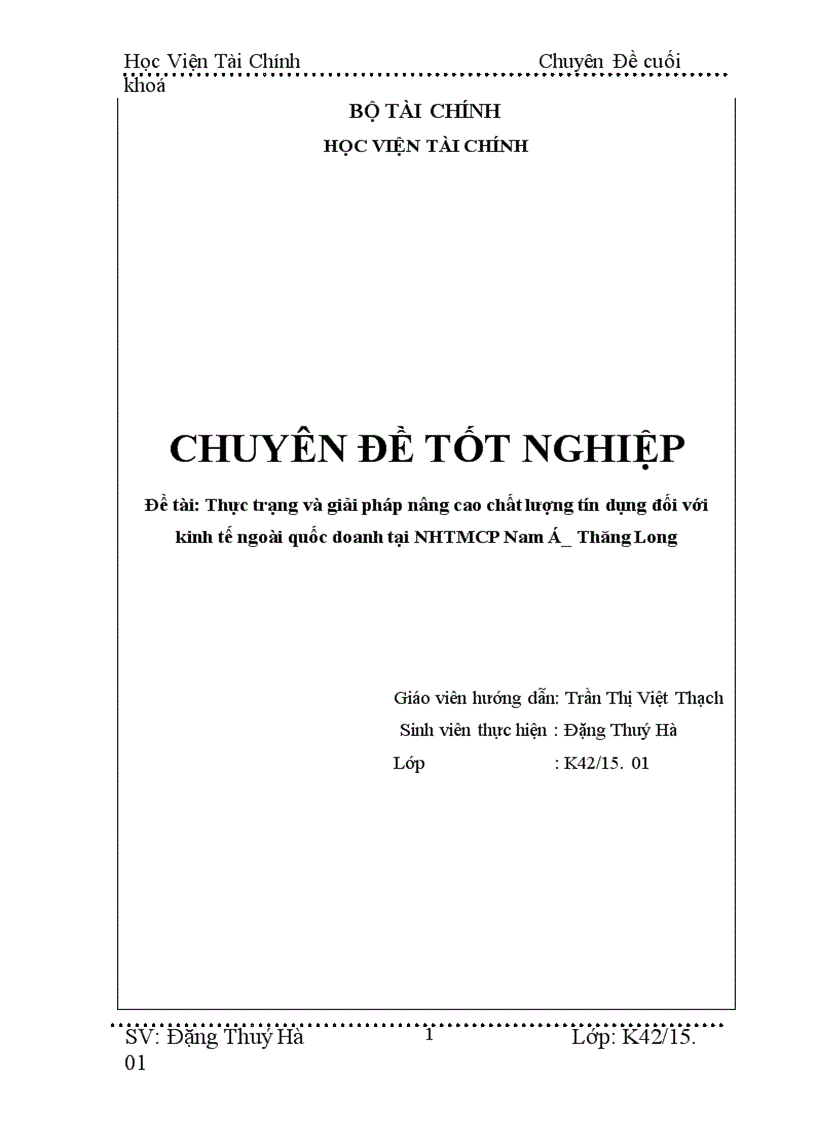 image for page Giải pháp nâng cao chất lượng tín dụng đối với kinh tế ngoài quốc doanh tại NHTMCP NAM á Thăng Long