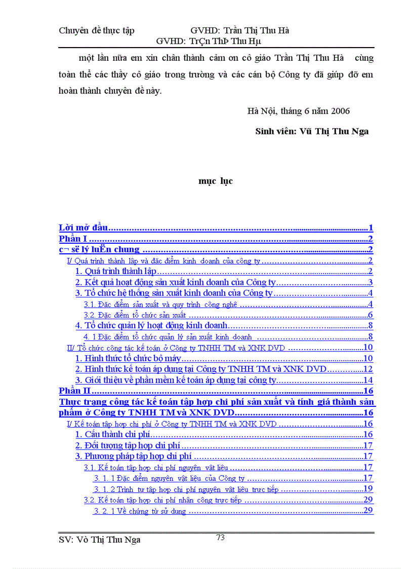 image for page Hoàn thiện Công Tác Kế toán hạch toán chi phí sản xuất và tính giá thành sản phẩm tại Công ty TNHH TM và XNK DVD 1