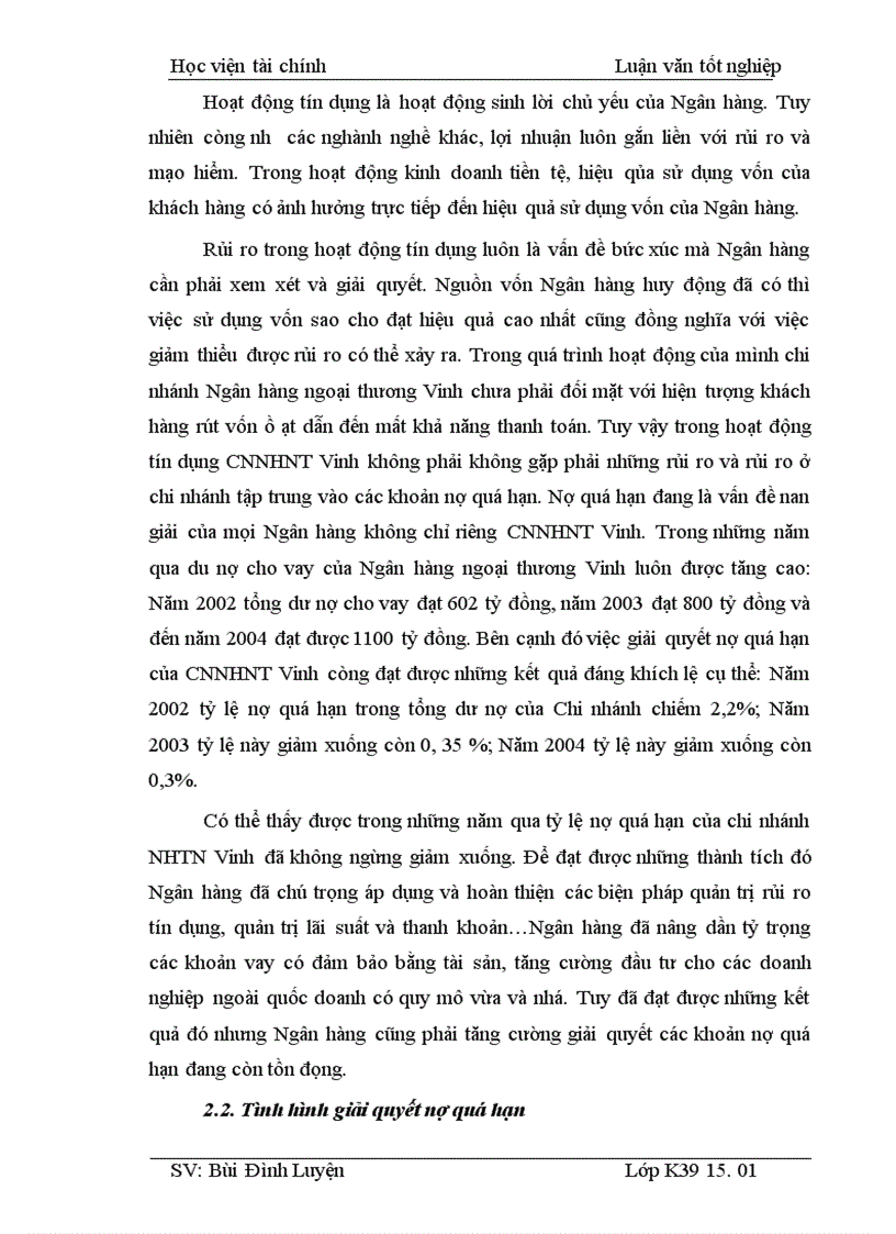 image for page Những giải pháp phòng ngừa và hạn chế rủi ro tín dụng tại Chi nhánh Ngân hàng ngoại thương Vinh