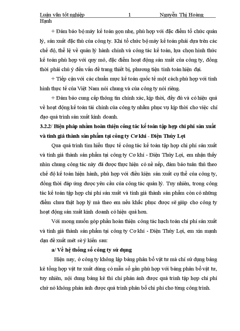 image for page Tổ chức công tác kế toán tập hợp chi phí sản xuất và tính giá thành sản phẩm tại công ty Cơ khí Điện Thuỷ Lợi 1
