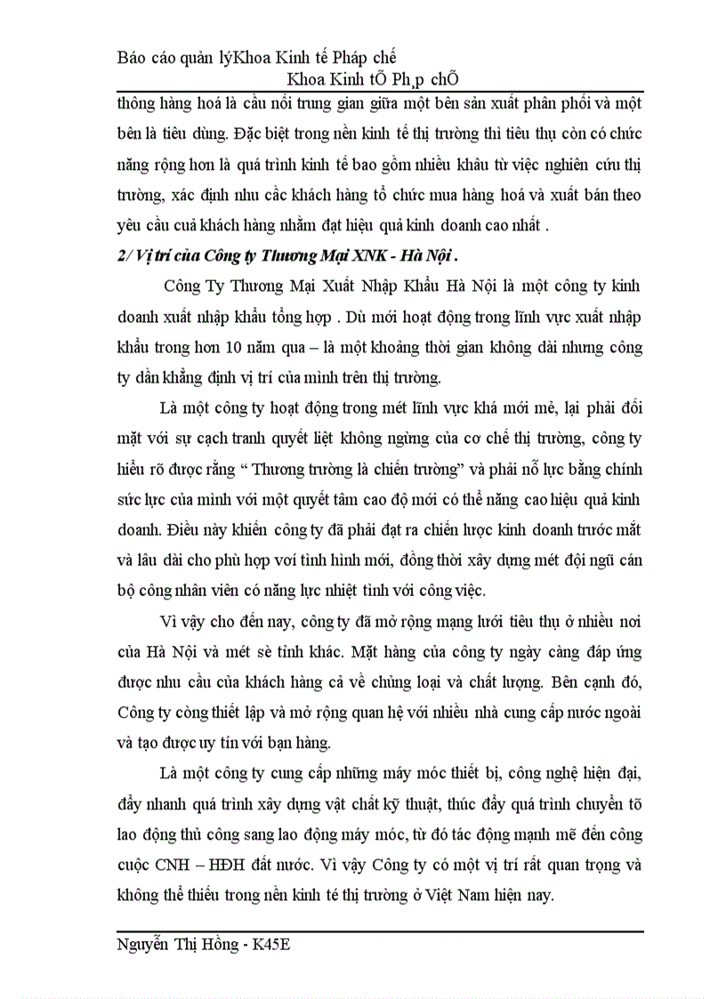 image for page Tổ chức công tác quản lý tiêu thụ sản phẩm hàng hoá tại Công ty Thương Mại XNK Hà Nội 1
