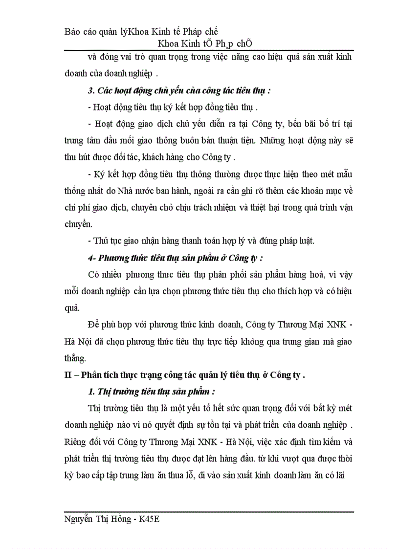 image for page Tổ chức công tác quản lý tiêu thụ sản phẩm hàng hoá tại Công ty Thương Mại XNK Hà Nội 1