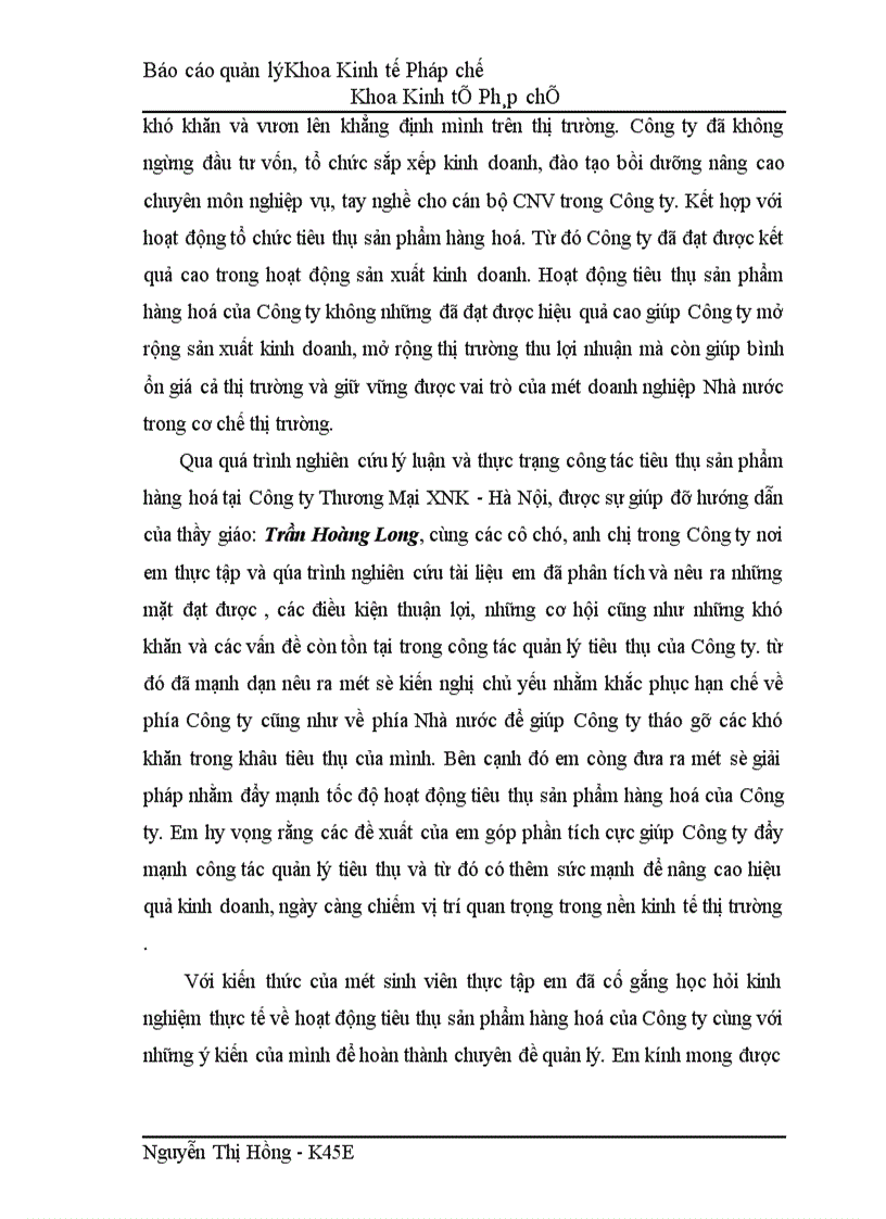 image for page Tổ chức công tác quản lý tiêu thụ sản phẩm hàng hoá tại Công ty Thương Mại XNK Hà Nội 1