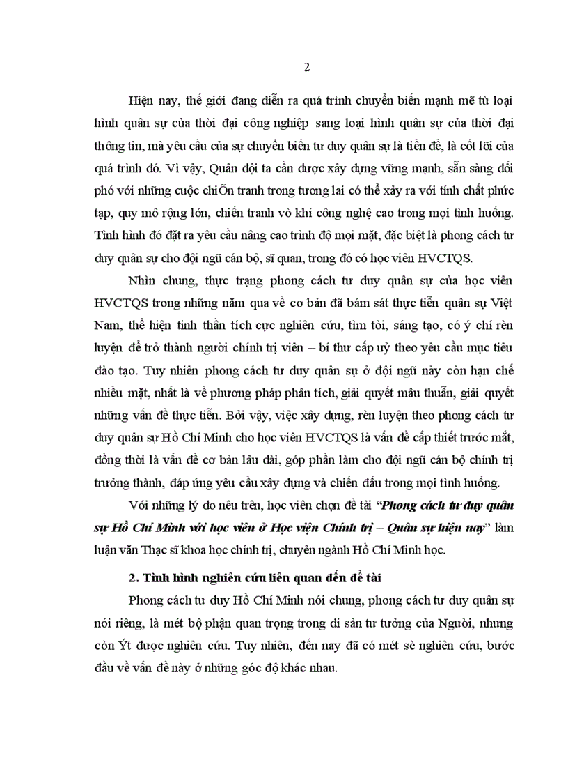 image for page Phong cách tư duy quân sự Hồ Chí Minh với học viên ở Học viện Chính trị Quân sự hiện nay 1