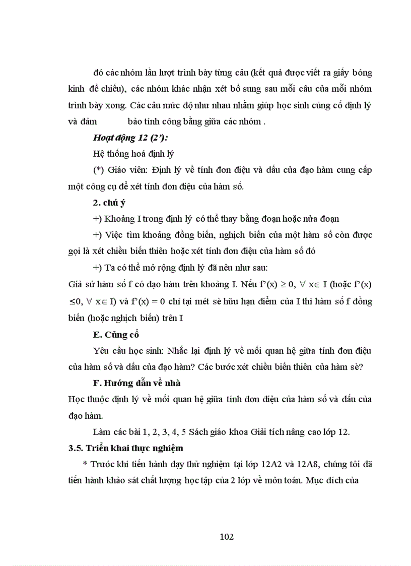 image for page Dạy học chương ứng dụng đạo hàm lớp 12 theo quan điểm hoạt động