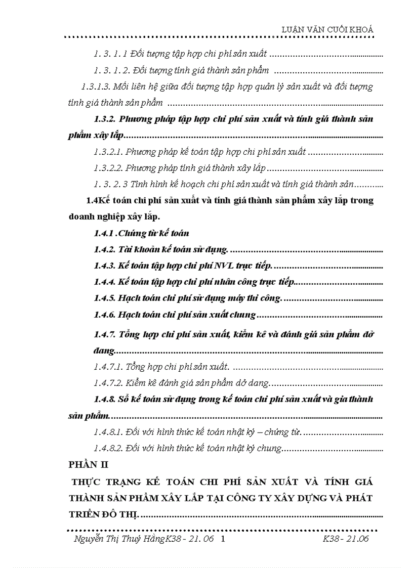 image for page Hoàn thiện kế toán tập hợp chi phí sản xuất và tính giá thành sản phẩm xây lắp tại Công ty xây dựng và phát triển đô thị