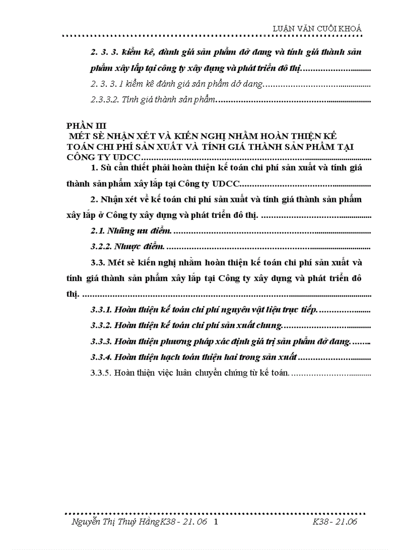 image for page Hoàn thiện kế toán tập hợp chi phí sản xuất và tính giá thành sản phẩm xây lắp tại Công ty xây dựng và phát triển đô thị