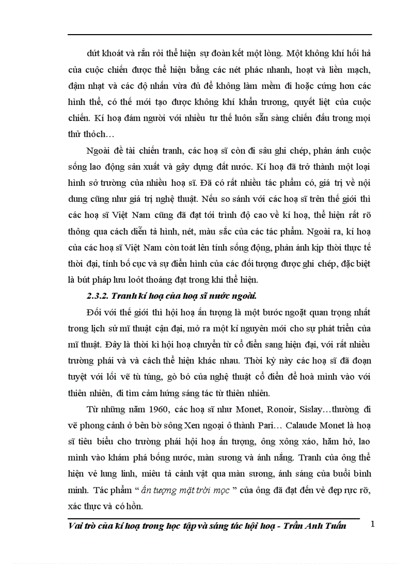 image for page Vai trò của kí hoạ trong học tập và sáng tác hội hoạ 1