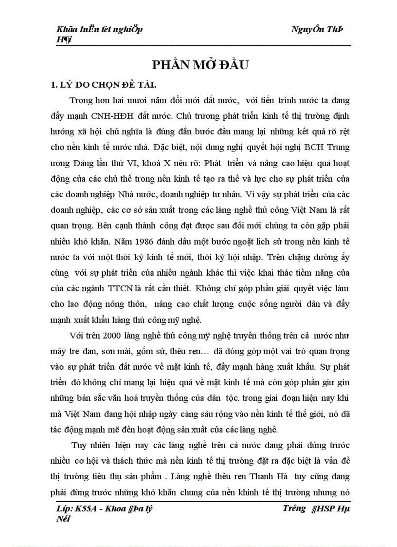 image for page Hiện trạng sản xuất và vấn đề thị trường tiêu thụ của làng nghề thêu ren Thanh Hà