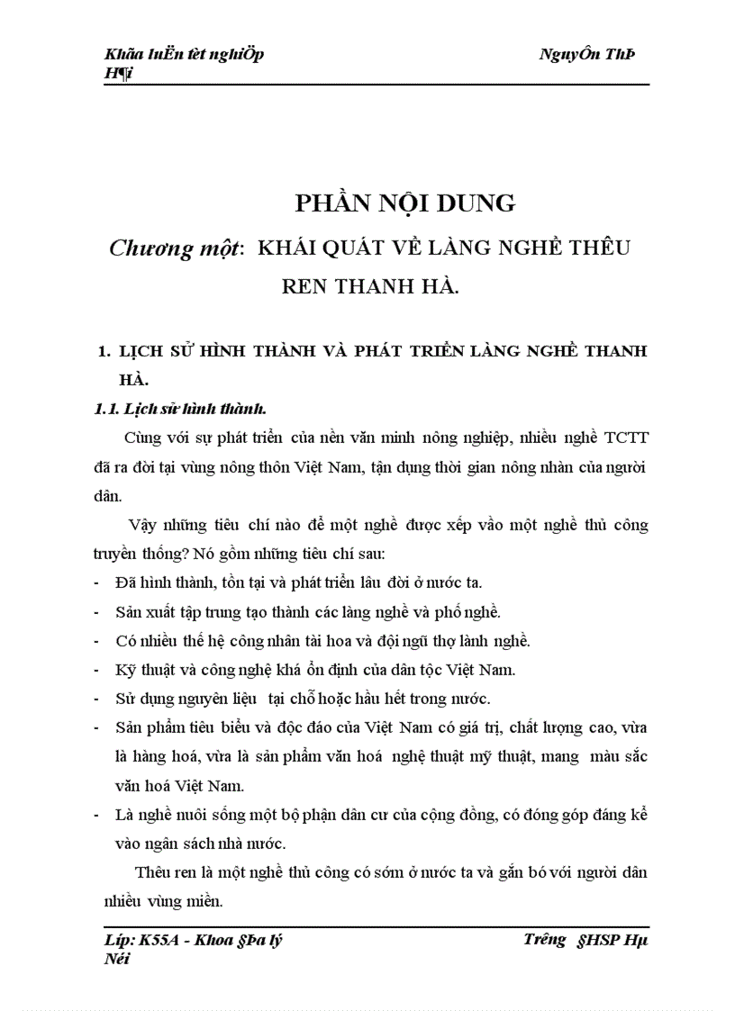 image for page Hiện trạng sản xuất và vấn đề thị trường tiêu thụ của làng nghề thêu ren Thanh Hà