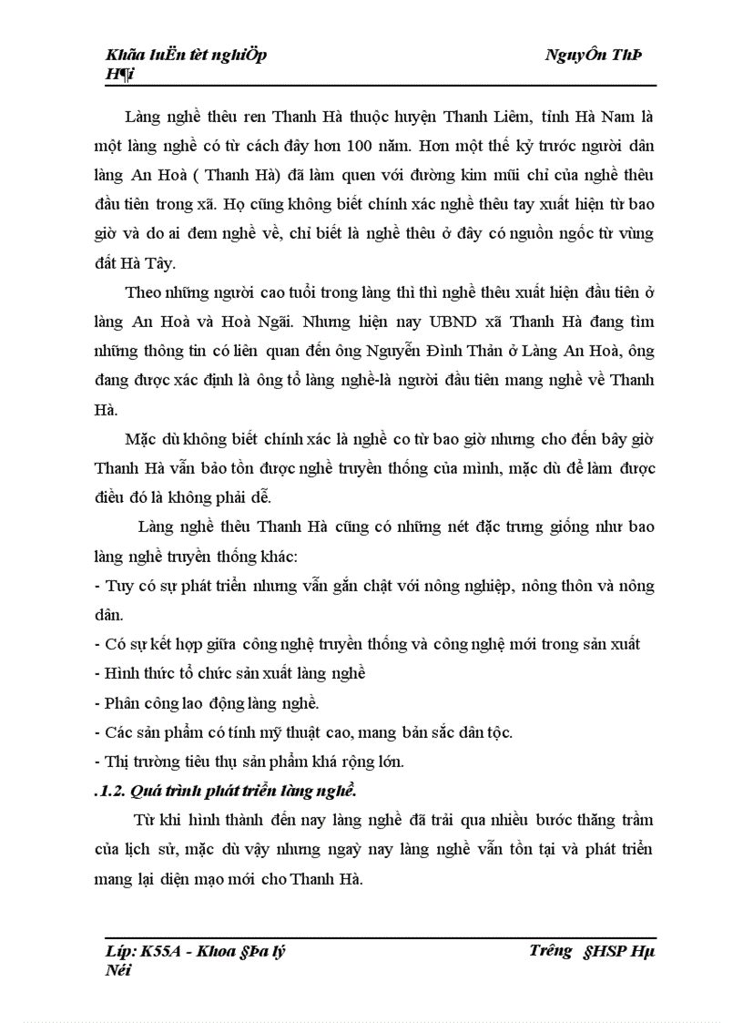 image for page Hiện trạng sản xuất và vấn đề thị trường tiêu thụ của làng nghề thêu ren Thanh Hà