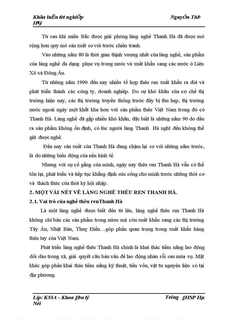 image for page Hiện trạng sản xuất và vấn đề thị trường tiêu thụ của làng nghề thêu ren Thanh Hà