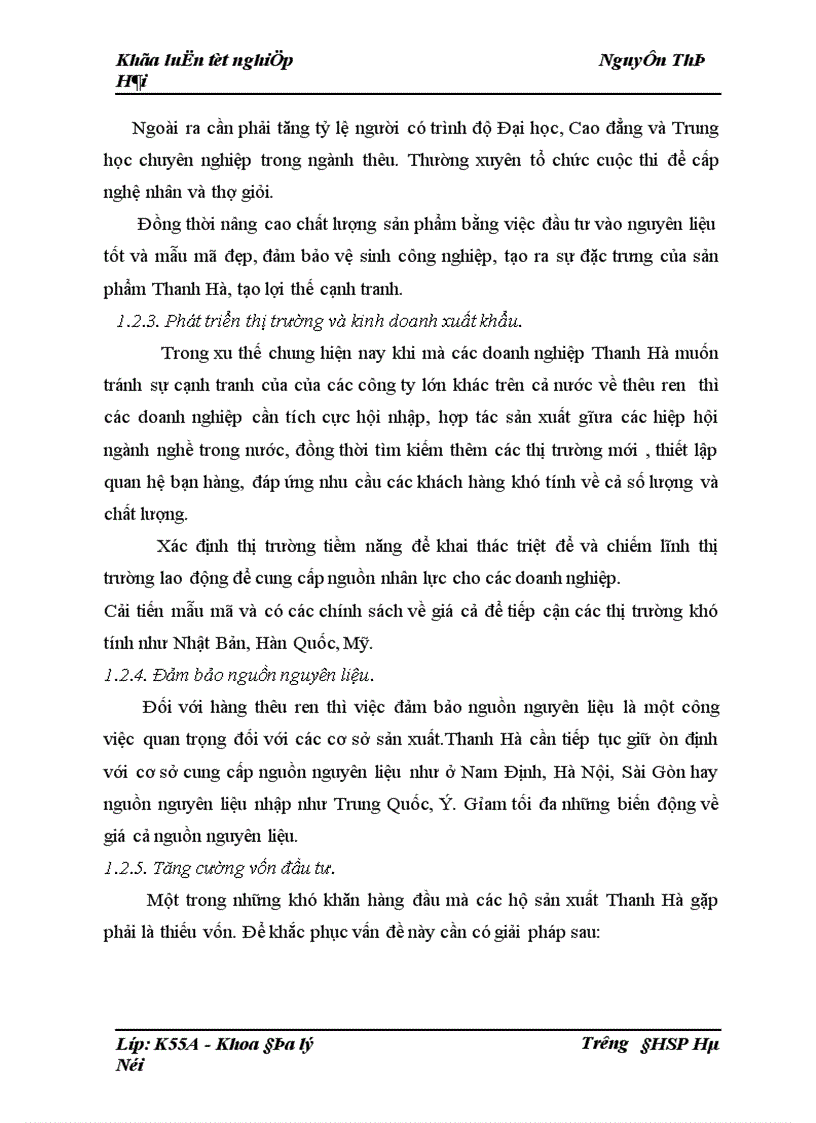 image for page Hiện trạng sản xuất và vấn đề thị trường tiêu thụ của làng nghề thêu ren Thanh Hà