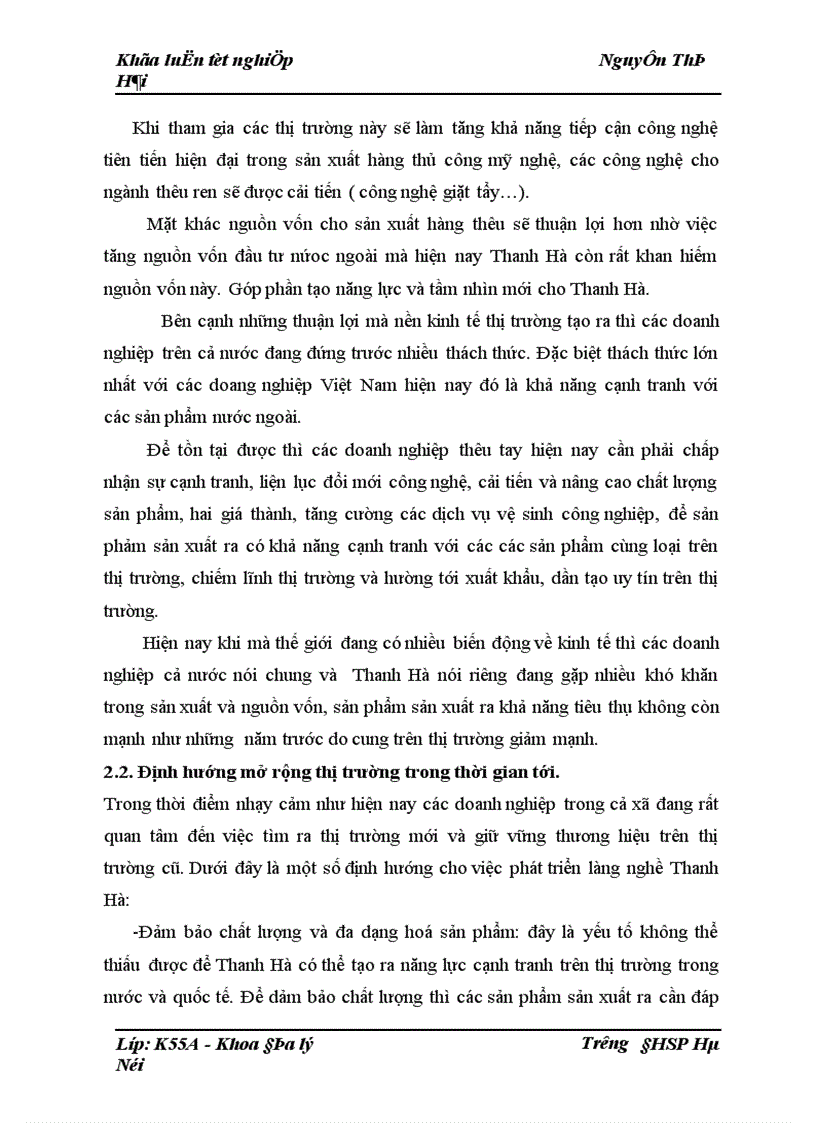 image for page Hiện trạng sản xuất và vấn đề thị trường tiêu thụ của làng nghề thêu ren Thanh Hà