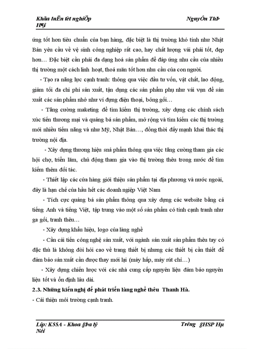 image for page Hiện trạng sản xuất và vấn đề thị trường tiêu thụ của làng nghề thêu ren Thanh Hà