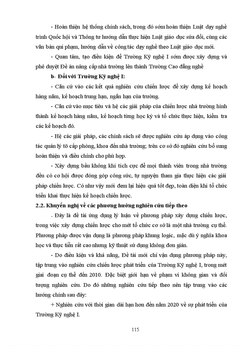 image for page Sử dụng phương pháp khung Logic để xây dựng chiến lược phát triển của Trường Kỹ nghệ I đến năm 2010