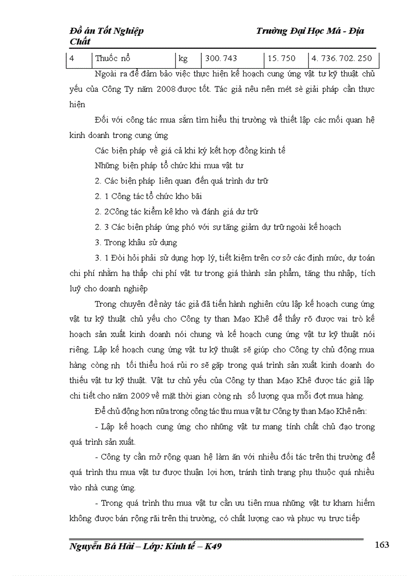 image for page Lập kế hoạch cung ứng vật tư kỹ thuật chủ yếu của Công ty than Mạo Khê năm 2009